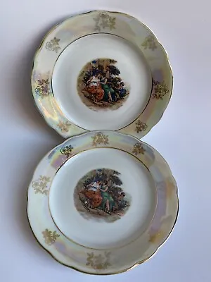 Vintage KAHLA Iridescent Porcelain Set Of 2 Madonna Bread/Dessert Plates 6 3/4”D • $35