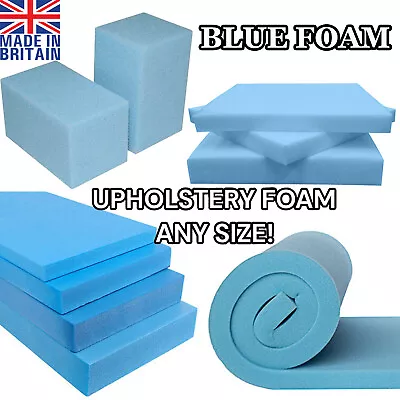 High Density Blue Upholstery Foam Seat Sponge Cushion Replacement For Sofa Chair • £8.99