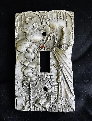 Pewter Silver Gothic Wizard Castle Crystal Moon Stars Light Switch Plate Cover • $13