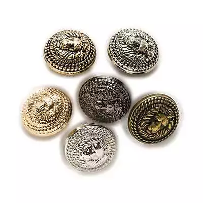 Lion Pattern Shank Metal Button Round Fit Suits Blazer Jacket 5pcs Of Pack • £4.31