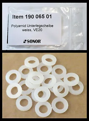 $10.99 • Buy 20 NEW SONOR NYLON WASHERS For 1/4  SLOTTED TENSION RODS (Tom/Bass/Snare/Phonic)
