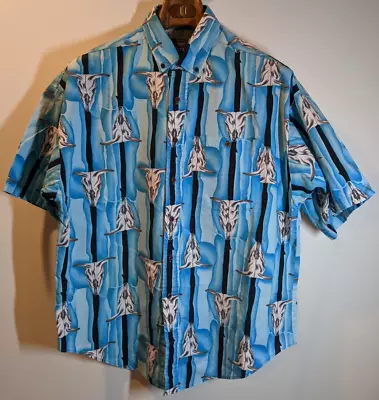 Panhandle Slim Longhorn Aztec South Western Pearl Snap Shirt Men's Size X-Large • $41.99