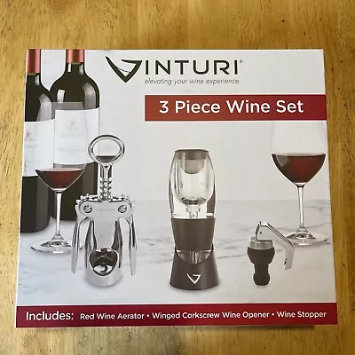 Vinturi 3 Piece Deluxe Wine Bundle Stopper Aerator Corkscrew New • $5