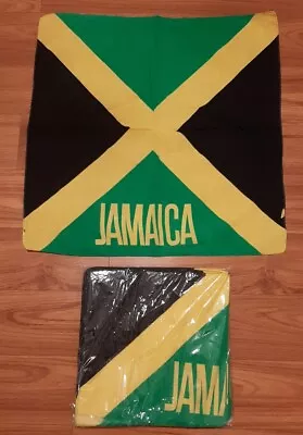 SET OF 10 22  X 22  Jamaica Flag NEW Jamaican Cross Black Green Gold Decoration • $17.05