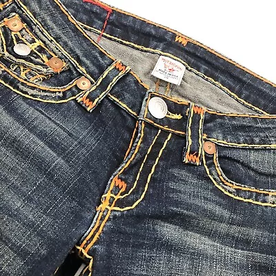 True Religion Joey Super T Wildcat Multi Stitch Jeans Womens Size 29 Medium Wash • $199.97