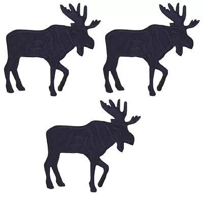 Mini Black Moose Applique Patch - Animal Facing Right 1.25  (3-Pack Iron On) • $3.75