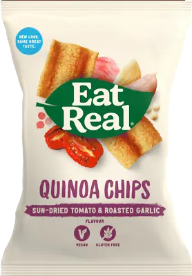 Eat Real Quinoa Chips - Sun-Dried Tomato & Roasted Garlic 80g - Pack Of 6 • £23.35