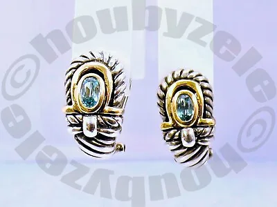 Samuel B Behnam BJC Sterling And 14k Blue Topaz Shrimp Shaped Huggie Earrings • $130