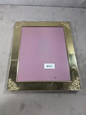 Vintage Solid Brass Picture Frame Metal Gold Brass Color 8 X10  Black Felt Back • $24.98