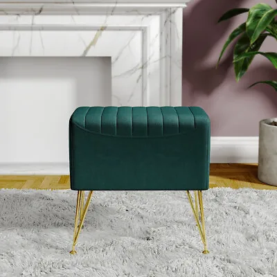 Green Dressing Table Stool Makeup Bench Chair Soft Padded Cushion Piano Seat • £35.95