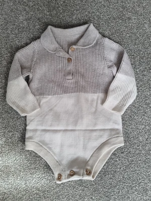 £1.99 • Buy Baby Boy Knitted Neutral Shirt Bodysuit Top 0-3 Months
