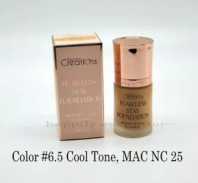 Beauty Creations Flawless Long Stay Foundation- Color #6.5 Compare MAC NC 25 • $14.99