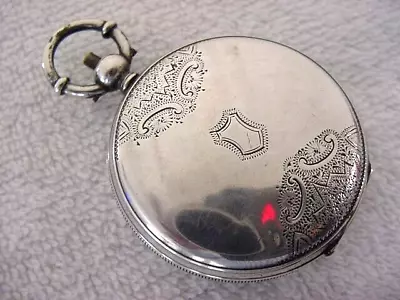 Vintage STERLING SILVER Lg Antique 1800 PclnDl ULYSSE PERRIN HUNTER Pocket Watch • $99