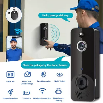 Smart Wireless Doorbell Camera 2-Way Audio PIR Motion Detector HD Home Security • $29.92