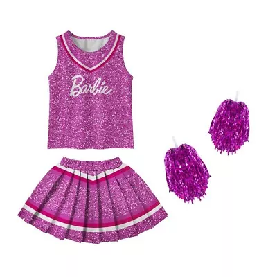 Women Girls Barbie Princess Costume Cheerleader Fancy Dress Vest+Skirt Outfits • £19.99