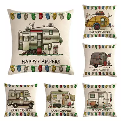 45cm*45cm Cute Camper Big RV Motorhome Design Linen/cotton Throw Pillow Covers  • $8.79