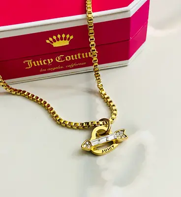 NWT Juicy Couture Gold Tone Crystal Cupid Arrow Heart Pendant Necklaces WJW697 • $25.98