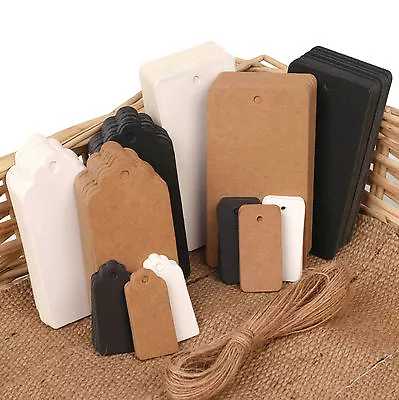 £3.49 • Buy GIFT TAGS Paper ECO KRAFT Card Label | Free String | 100 Per Pack | UK Seller