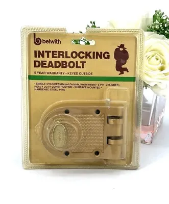 Vintage Belwith Interlocking Deadbolt Night Latch Dead Bolt 5 Pin Cylinder • $17.56