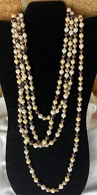 100” Multi Color Single Strand Faux Pearl Necklace 100 Inches Vintage • $24.90