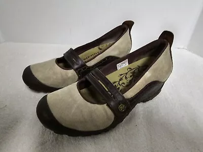 MERRELL Plaza Bandeau Dark Taupe Suede Leather Mary Janes Shoes 7.5 • $22