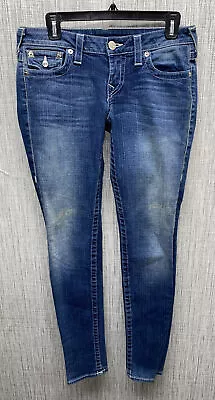 True Religion Womens Blue Skinny Denim Jeans Size 29 X 32 USA MADE • $19.99