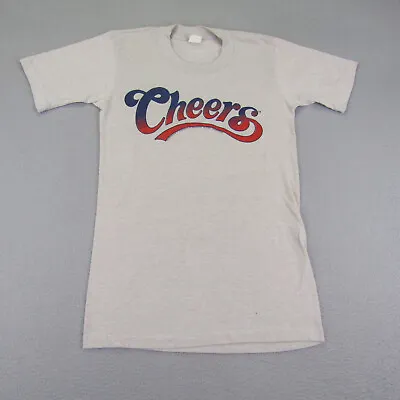Vintage Cheers Shirt Mens Small Gray Velva Sheen Single Stitch TV Show 80s Tee • $97.48