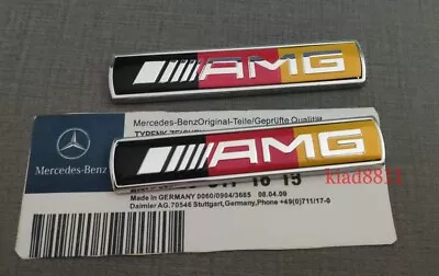 2x Colorful AMG Side Emblem Badge Sticker Fender Badges For Mercedes Benz • $19.99