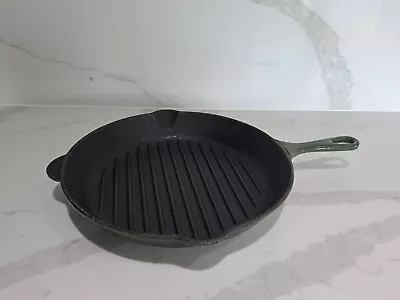 Le Creuset Cast Iron  Round 26.5cm Frying Griddle Skillet Pan Pot Green FAST P&P • £34.99