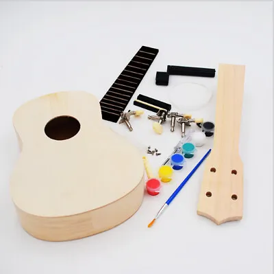 $29.95 • Buy Ukulele DIY Kit Miniature UKE Guitar Instrument Wooden Paint Build Vacoosh NEW