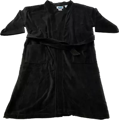Terry Town Bath Robe Unisex Adult One Size L/XL Black With Belt • $33.24