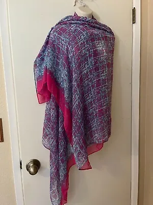 Unbranded Shawl Scarf Rectangle Abstract Pink Blue Print 70 X 44  • $10
