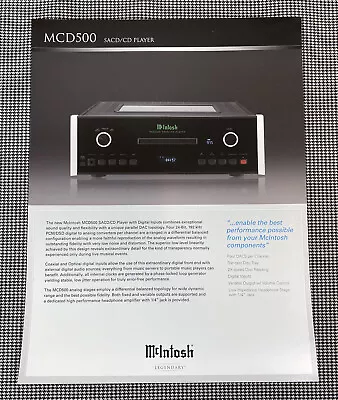 Mcintosh Mcd500 Sacd/cd Player Original Advertisement & Info Page J0700  • $9.94