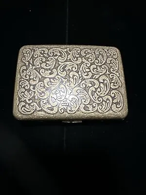 Victorian Style Cigarette Metal Case Single Sided King Etched Pattern  FAST SHIP • $9.73