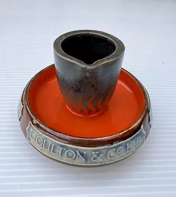 VTG English Match Holder Striker Ashtray Doulton & Co Advert Red Cauldron! MINT! • $295