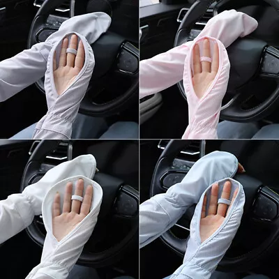 $7.49 • Buy UV Sun Protection Cooling Long Arm Driving Half Finger Gloves Sleeve Sports