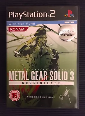 Metal Gear Solid 3 Subsistence/ Sony Playstation 2 Ps2 Game With Manual Uk Pal • £8