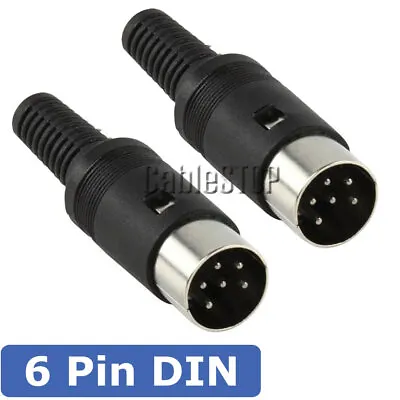 6 Pin DIN Plug Solder Connector 6p Cable Mount Male • £3.95