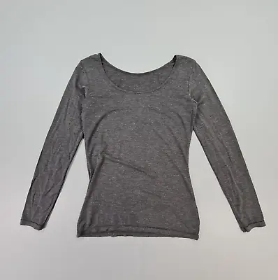 Uniqlo Womens T Shirt Grey XS Heattech Long Sleeve Jersey Stretch Top • £7.99