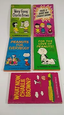 5 Vintage Peanuts Charlie Brown Snoopy Books Charles Schulz Late 60s Early 70s • $4