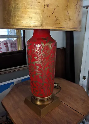 Monumental MARBRO Lamp Ceramic Red And Gold Hollywood Regency MCM Mid-Century • $550