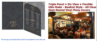 Cafe Menu  Covers For 8.5  X 11  Menus 3 Pages Book Style 6 View All Clear • $48