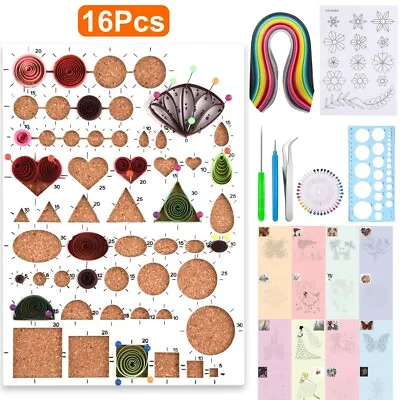 16PCS Starter Quilling Paper Kits Cork DIY Tool Workboard Slotted Tool • £7.99