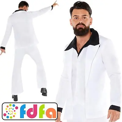 Amscan Staying Alive 70's White Disco Suit Adults Mens Fancy Dress Costume • £23.39