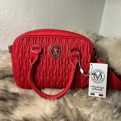 NWT Valentino Orlandi Satchel / Crossbody - Beautiful Red - Designed In Italy • $49.50