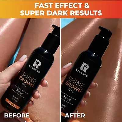 BYROKKO Shine Brown Premium XXL Tan Accelerator Oil For Sunbed & Outdoor A Tan • £15.12