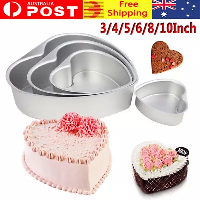 3/4/5/6/8/10  Tin Heart Shaped Bread Cake Pan Bakeware Mold Baking Tray Moulds • $10.58