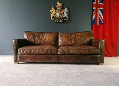 £1099 • Buy 835.timothy Oulton Halo Viscount Williams 4 Seater Leather Chesterfield Sofa  🚚