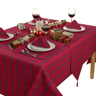 £19.99 • Buy Celebright Christmas Metallic Tartan Tablecloth, Placemats, Runner & Napkin Sets