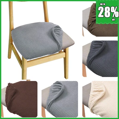 £3.32 • Buy 1-6pcs Dining Chair Seat Covers Stretch Jacquard Cushion Slipcovers Protector